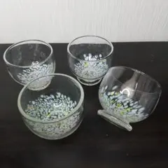 【訳有り品】ドット柄 ガラス 約7.1㎝ 小鉢 4個セット