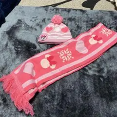 マフラー　ニット帽　ミニーマウス　ディズニー ピンク　新品