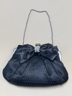 黒 サテン リボン付き パーティーバッグ