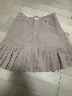 SHEIN 無地柄 プリーツヘム スカート ベージュ カーキ