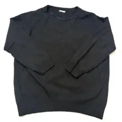 春秋 ブラック Vネック ニット XL