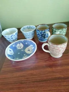 染付 湯呑み ・猫小鉢・　コーヒーカップ　　　　　　　　　　　　　陶器