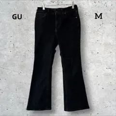 GU ブラックデニム フレアパンツ ブーツカット 黒 M ストレッチ 美脚のサムネイル