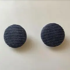 布製　ダークブルー　クリップ　イヤリング