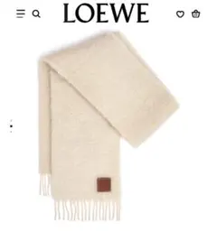 LOEWE☆レザーアナグラム モヘアスカーフ☆ホワイト★ロエベ☆マフラー
