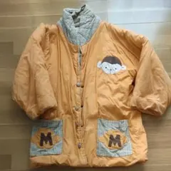 オレンジ サル刺繍 中綿コート 100cm~