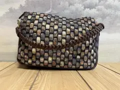 レザー編み込みミニハンドバッグ