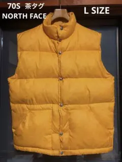 70S 80S　NORTH FACE　茶タグ　ダウンベスト　イエロー　ビンテージ