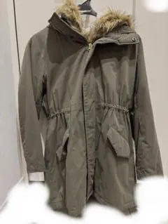 オリーブグリーン フード付きモッズコート