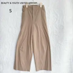 【ビューティーアンドユース】ワイドパンツ S ベージュ ハイウエストタック 美脚