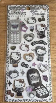 平成はっぴーフォン　シール　ギャル　キティ　モノクロ