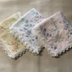 TOCCAレース花柄刺繍 ハンカチ3枚セット