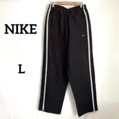 【ナイキ】90s 銀タグ トラックパンツ L ブラック ロゴ刺繍 サイドライン