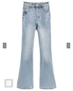 GRL ハイウェストフレアデニムパンツ　ライトブルー S cu498