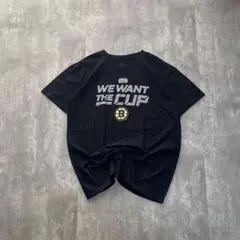古着 NHL アメリカ輸入 プリント 英文字 Tシャツ 半袖 黒色 XLサイズ