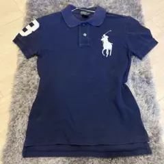 極上カラー✨ ポロラルフローレン ポロシャツ ビッグポニー ネイビー 白 Y2K