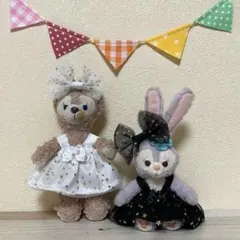 サテン&ゴールド星★チュールワンピースセット★ぬいぐるみバッジ。ストラップ用コス