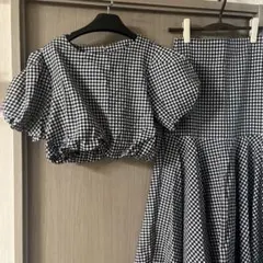 ギンガムチェック　ネイビー✖️ホワイト　 セットアップ