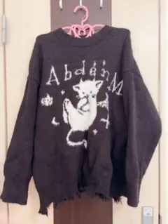 地雷 量産型 セーター ブラック 黒 猫