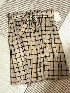 CELENEA ひざ丈 フレアスカート ウエストゴム プリーツ リボン付き