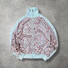 PUMAプーマ古着トラックジャケットホワイトジャージ総柄フルジップトレーナーD8