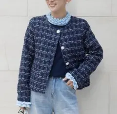 2026 新作 Bebeod 新品 パールボタンツイードジャケット