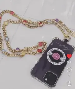 グレースコンチネンタル　ゴールドチェーン＆ビジュースマホショルダーストラップ