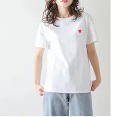 AMELY ハートTシャツ　刺繍　ワンポイント　白T　綿シャツのサムネイル