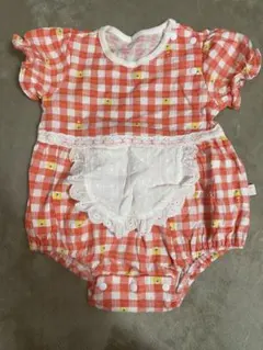 チェック柄オレンジチェックロンパース