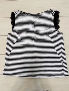 ROPE ボーダー柄 レース袖 ノースリーブトップス