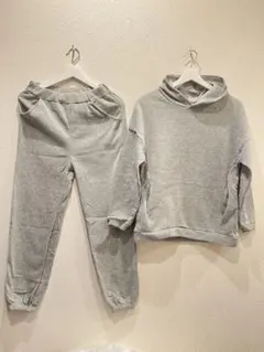 裏起毛 フード付きセットアップ ライトグレー