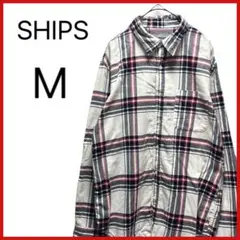【SHIPS】 チェック柄 長袖 シャツ ナチュラルストレッチ カジュアル