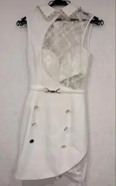 【an/アン】ストレッチ/ ドットチュール/ 襟デザイン/フロントボタン/