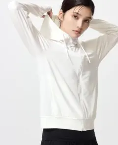 エアリズムUVカットメッシュフルジップパーカーホワイトXL