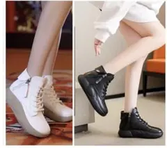 2足セット ハイカットスニーカー 厚底 ジッパー付き size35 23cm