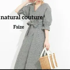 ナチュラルクチュール ギンガムチェック Aラインワンピース ✨美品✨ Freeのサムネイル