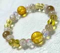 3　大玉シトリン　シャンパン&スノー　金属無し　パワーストーンブレスレット
