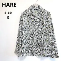 HARE ハレ アフリカン 総柄シャツ 長袖 シャツ アート モード 白 S