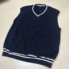 UNIQLO チルデンニットベスト ネイビー Lサイズ