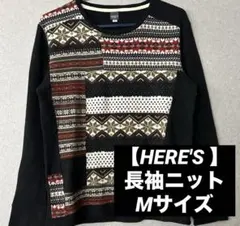 【美品】HERE'S ニット　カットソー　長袖　柄のサムネイル