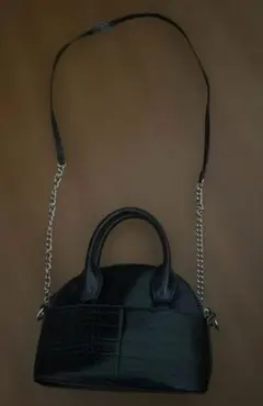 ZARA クロコ型押し ショルダーバッグ ブラック