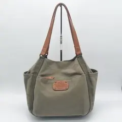Dakota トートバッグ　肩掛け可　キャンバス　レザー　カーキ　ブラウン