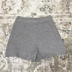 GRL ダメージ加工ニットショートパンツ S グレー