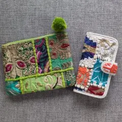 全て１点物です✨️【カンバディアパッチワーク】スマホケース&ポーチのセット