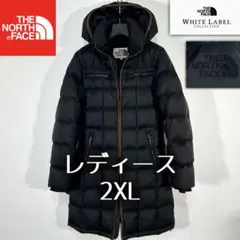 美品希少 ノースフェイス ダウンコート レディース2XL ホワイトレーベル 黒
