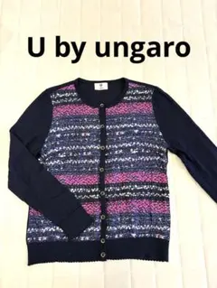 U by ungaro 長袖カーディガン ネイビー系　日本製　サイズ40のサムネイル