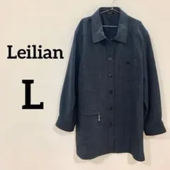 Leilian シンプルデザインジャケット ネイビー系 9号