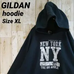 ギルダン ニューヨーク スウェットパーカー 黒 XL US古着 ビッグシルエット