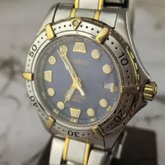 SEIKOセイコーSQ100シルバークロノグラフラウンドヴィンテージメンズ 