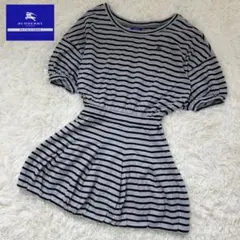 BURBERRY BLUE LABEL ボーダー ワンピース 38 ホース刺繍